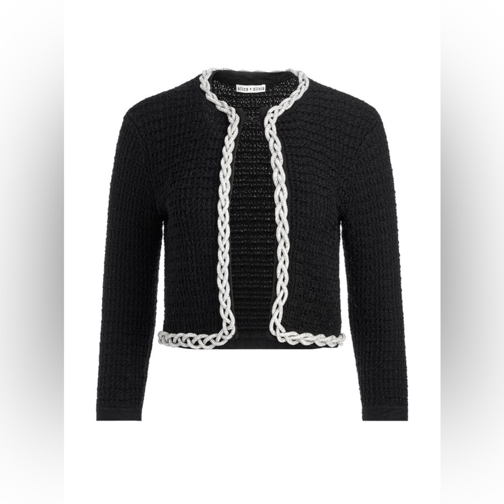 NWT Alice + Olivia Akira Embellished Trim Cardigan M